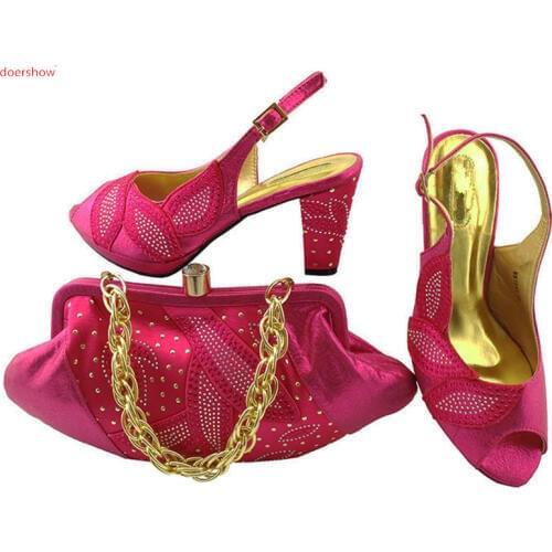 Doershow Italian ladies shoes and bags to match set Dblueshoes and bag high quality African shoes and bags LULU1-34