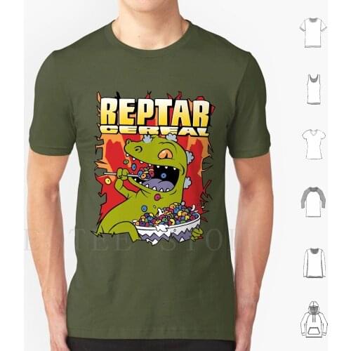Reptar Cereal-T-Shirt Tee Design T Shirt Print Cotton Rug Rats Nick Nicktoons Reptar Dinosaur Retro 90s 1990s Tv Cult Movie
