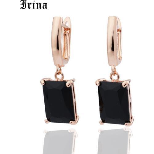 Irina 8 Color Big Square Stone Zircon Earring Beautiful Dangle Earring for Women Anniversary Gift Female Earrings 555