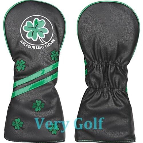 Four Leaf Clover Black Leather Driver Cover Golf Club Driver Head Cover Driver Wood Cover