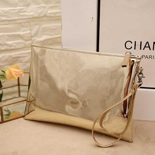 Laser holographic Women Envelope Clutch Luxury party shining lady Clutches PU Leather Female Wrist clutch purse evening bags