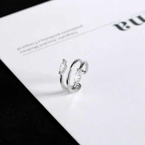 Lovablegirls Simple Style Line Three Circles Earring Micro Inlay Shiny Zircon Geometry Earring For Cool Girl Women No Ear Hole