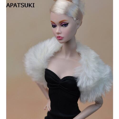 Fashion White Long Plush Shawl Pashmina For Barbie Dolls For Monster High Dolls Girls Playhouse Gift