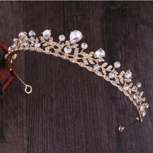Trendy Crystal Wedding Bridal Tiara Crown For Women Prom Diadem Hair Ornaments Wedding Bride gold head piece Jewelry accessories