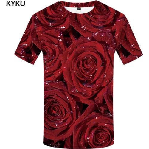 3d Tshirt Rose T-shirt Men Flower Tshirt Printed Red Anime Clothes Love Funny T shirts Harajuku Tshirts Casual Short Sleeve