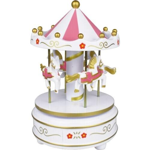 Hot selling merry go round music box cake decorations birthday gift childrens boutique toy wooden horse decorations