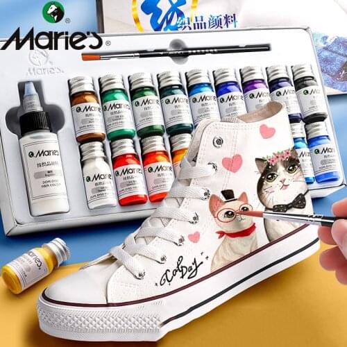 Dope-Dyed Fiber Permanent Fabric Paint Set 12/24/36 Colors 10ml Textile Acrylic Paints for Diy Clothes Canvas Bags Waterproof