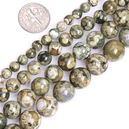 Natural AA Grade Green Rhyolite Jaspers Round Bead For Jewelry Making Strand 15 inch DIY Fashion Bracelet Necklace Jewelry Beads
