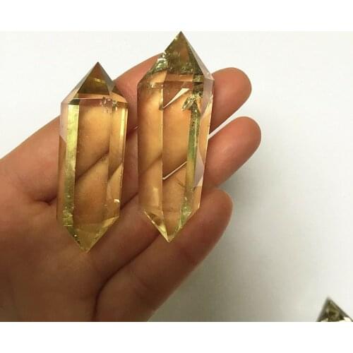 Natural Citrine Crystal Hexagonal Double Terminated Points Wand Meditation Reiki Healing Stone Wicca DIY Crystal Jewelry Gift