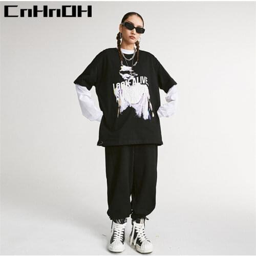CnHnOH New Arrival Teeshirt Homme Instagram Mens T-shirts Oversized Top Clothing Tee Shirt Dark Mask Psychic Printed 11004