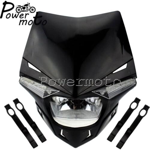 Motorcycle 12v H4 Headlight Fairing Enduro Off Road Dirt Bike Black Headlamp For Honda CRF FZS FZR KX KLX YZ YZF CRF250 CRF450