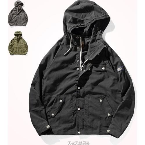 Japanese Style Workwear Coat Men 's Outdoor Leisure Shell Jacket Hooded Spring and Autumn All -Matching Jacket