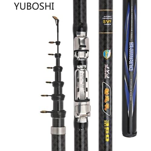 YUBOSHI 2020 New Spinning Telescopic Carbon Rock Fishing Rod 2.7/3.6/4.5/5.4/6.3M H Power Carp Feeder Rod High Quality Hand Pole