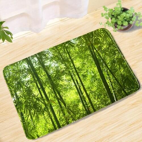 Green Bamboo Forest Landscape Bath Mats Aesthetic Natural Scenery Door Mat Floor Mat Bathroom Rug Toilet Carpet Bathroom Product