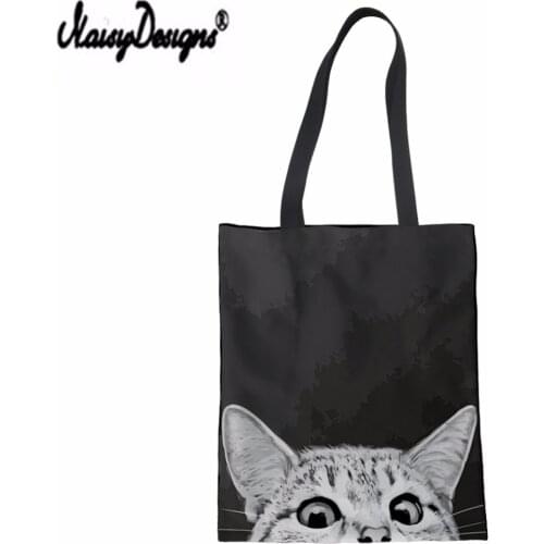 NOISYDESIGNS Shopper Totes With You Asleep Yet Cat Print Ladies Canvas Handbag Bag Female Shopping Bag Summer Beach Bag