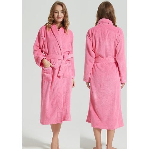 Women Bathrobe Winter Thick Bride Robe With Belt Ladies 100% Cotton Long Hooded Bath robe Warm Towel Fleece Sleepwear Bath Gown