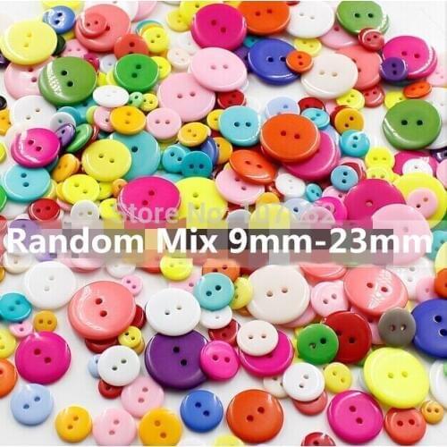 1000pcs Randomly Mix Resin Buttons Round 2 Holes Handmade Sewing Accessories Button For Scrapbooking,9-23mm