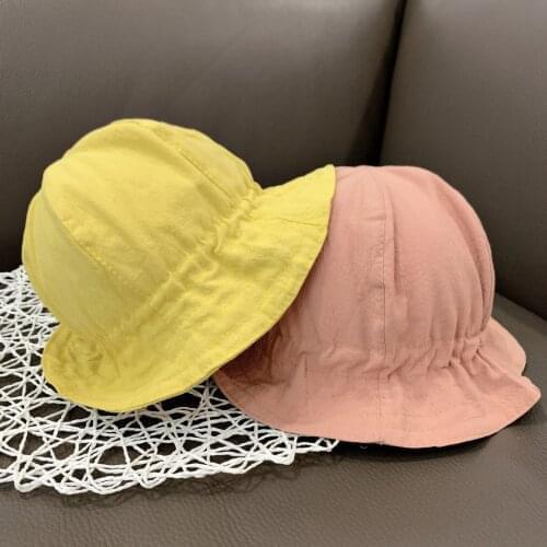 2021kawaii Hat Toddler Baby Kids Boys Girls Solid Pleated Hat Bucket Hats Hat Sun Fashion Hat Cap Fishermans Hat