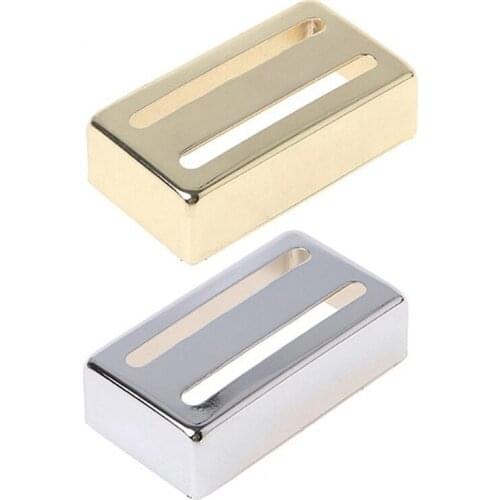 2x Guitar Pickup Cover Accessories 1Pc Durable Guitar Two-Line Humbucker Pickup Cover for Electric Guitars Parts,Gold & Silver