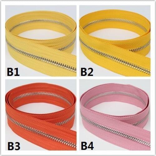 5# silver metal zipper single open-end yellow golden orange pink fuchsia purple metal zipper roll 10 yards a lot free shipping