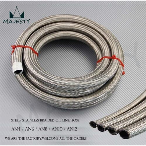 AN8 Stainless Steel Braided 8AN Oil/Fuel/Gas Line/Hose 10M/32Feet 10Meter silver