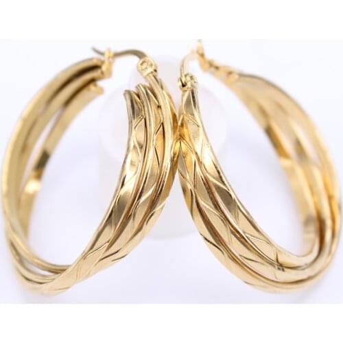 Safe without fading Exaggerated beautiful girl woman Jewelry gift birthday Stainless steel material Hoop earrings LH929