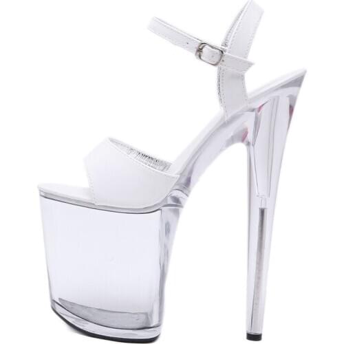 2020 Concise Fashion Woman Sandals Patent Leather Buckle 20CM Thin High Heels Open Toed waterproof platform party shoes woman