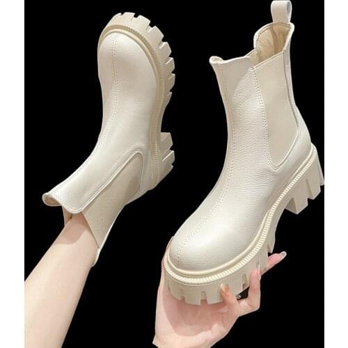 Round Toe Platform Womens Boots Luxury Brand High Top Winter Fleece Warm Shoes Anti-skid Woman Chelsea Booties Botas