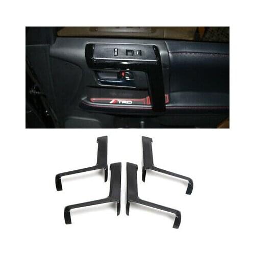 Black Interior Car Door Armrest Stripe Cover 4pcs For Toyota 4Runner 2010-2019