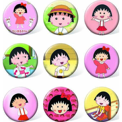 Chi-bi Maruko Anime Cartoon Brooch Sakura Momoko Colorful Badge for Backpack & Accessories (9pcs/set )