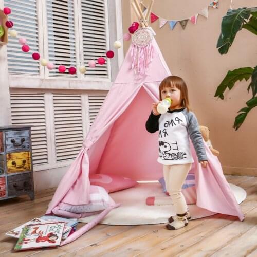Children Room Canvas Wigwam Tent For Kids Baby Play House For Boys Girls Indian Teepee For Outdoor Camping Beach Indoor Tipi