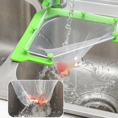 1set Kitchen Sink Garbage Filter Leftover Filter Triangle Hanging Mesh Dump Filter Multifunctional Mesh