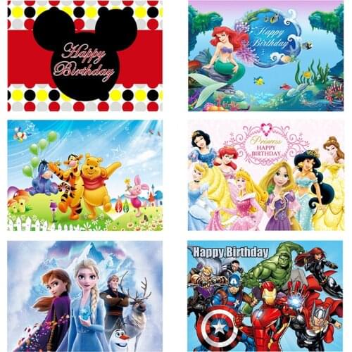 Disney Frozen Micky Mouse Grincess Avengers Photography Photo Shootings Backdrops for Kid Baby Birthday Party Photo Studio