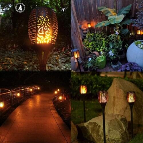 12/33/51/72/96 LEDs Solar Panel Torch Lamp Flickering Fancy Lighting Dancing Flame Outdoor Street Lights For Garden Decoration
