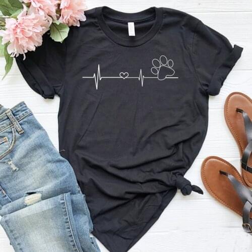 Paw Heartbeat T-shirt Dog Mom Gift T Shirt Women Harajuku Graphic Funny Tees Tops Casual Summer Aesthetic Tumblr Hipster Tshirt