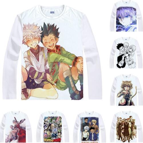 HUNTER HUNTER T-Shirts Men Hip Hop Long Sleeve Anime Shirts GON FREECSS Killua Zoldyck Cosplay Motivs Cool Anime Shirts Women