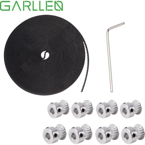 GARLLEN 5mm GT2 Pulley 16Teeth/20Teeth Bore+5m GT2 Skidless Timing Belt 3D Printer Accessories Kit For 3D Printer Part