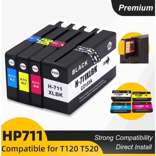 4 Pieces Compatible for HP711 711 for HP 711XL Ink Cartridge for HP DesigJet T120 T520 T120 24/ T120 610/ T520 24/ T520