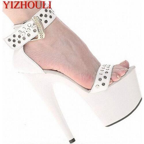 Grade Custom-made Rivets Design Ankle-Strap Super 15cm High Heel Shoes Sandals, Dress Shoes, Party / Wedding Shoes