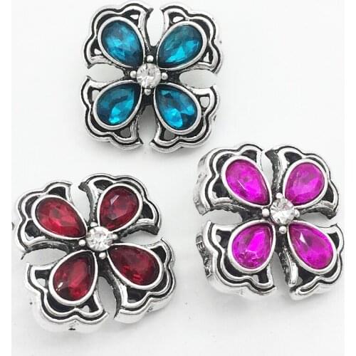 XH9706 Flower crystal Metal Snap button fit 18mm 20mm snap jewelry