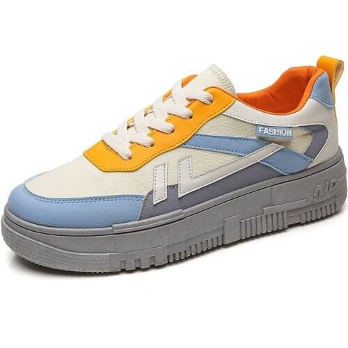 Men Women Chunky Sneakers Comfortable Couple Canvas Shoes Platform Fashion Spring Running Casual Sport Shoes White Shoes 35-44