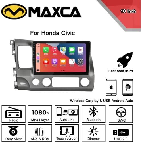 MAXCA 10 inch Wireless Carplay & Android auto radio For Honda Civic Multimedia Video Player