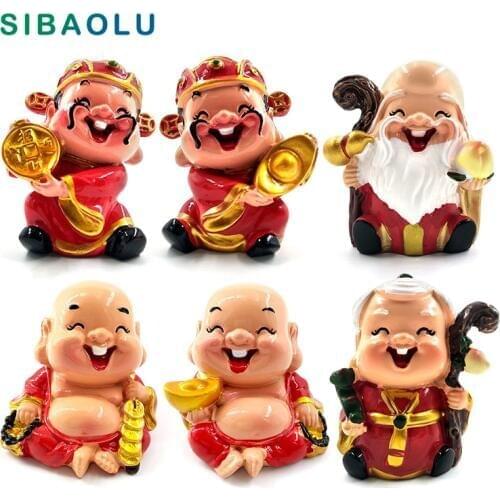 Chinese feng shui God of wealth miniature garden furniture resin craft Figurine fairy Statue home decoration accessories decor