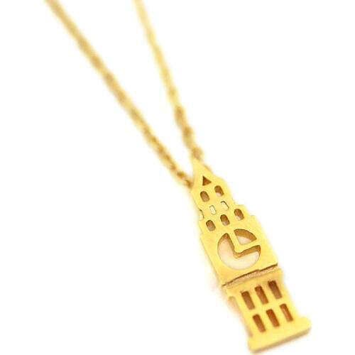 Fashion clock tower pendant necklaces The bell tower of the personality model pendant necklaces New buildings pendant necklaces
