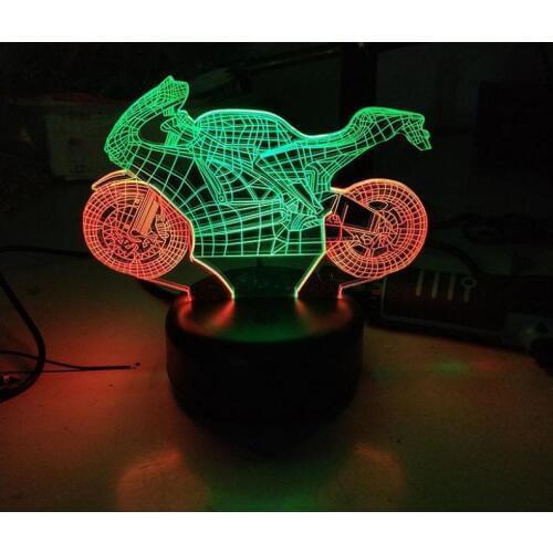 Motorcycle 3d Vision Nightlight Creative Colorful Touch Charging Led Stereo Lamp Gift Atmosphere 3d Light Fixtures
