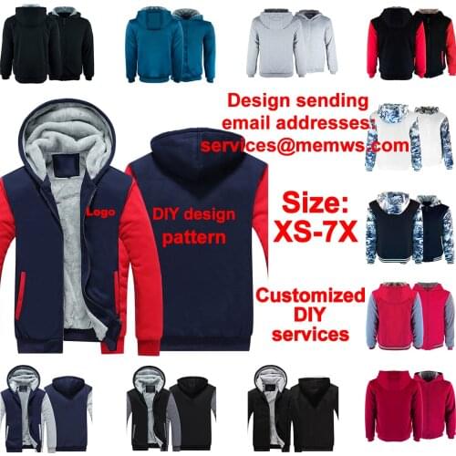 2021 mens/womens custom thickened hoodie custom LOGO personalized custom print text warm wool winter zipper overcoat hoodie