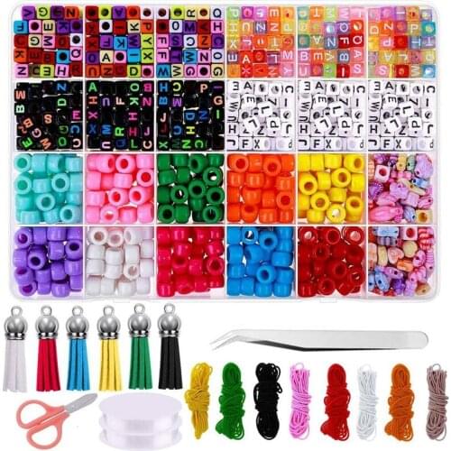 Alphabet Beads Kit Bracelet Making with Colorful Letter Beads Pony Beads and Elastic String for Jewelry DIY Making