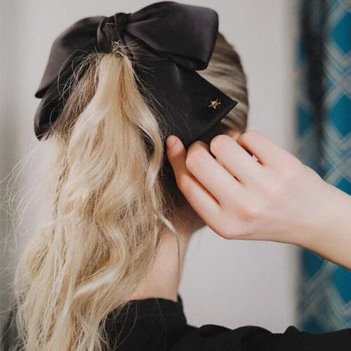 Invisibobble new elegant large black bowknot hair clip head top clip hairpin high quality accessory women sweet daily hairstyle