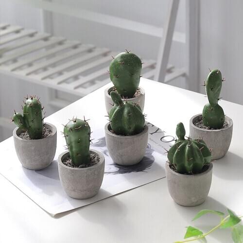 New Nordic Cactus Simulation Plant Bonsai Creative Desktop Home Decoration Cement Potted Cactus Small Ornaments