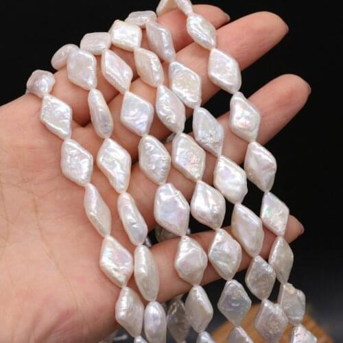 Wholesale Freeform Rhombus Baroque White Freshwater Pearl Beads Strand 14'' for Jewelry Making DIY Necklace Bracelet Accessories